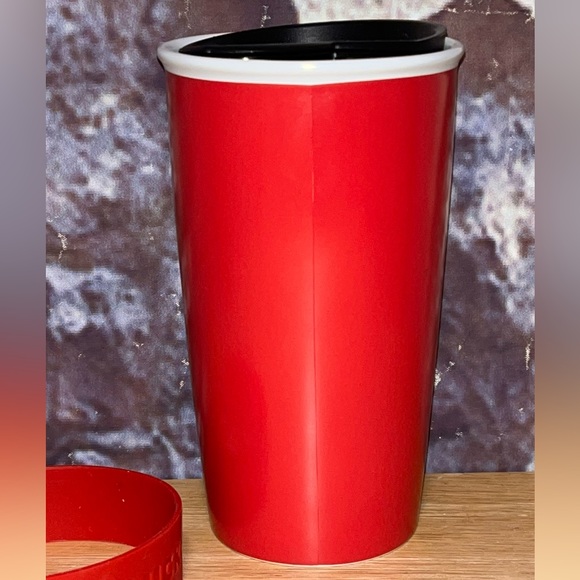 Starbucks Ceramic Red Writable Travel Mug Tumbler Coffee Cup Lid 12oz NWT - Picture 4 of 11
